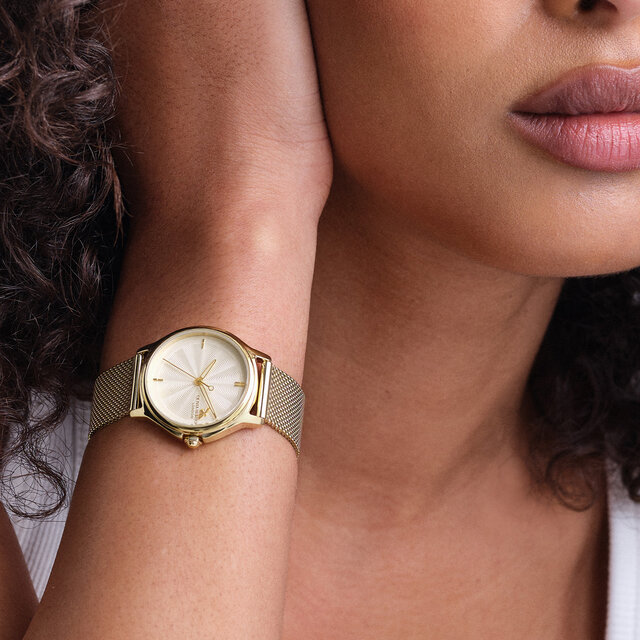 30mm Classic Bee White & Gold Mesh Watch