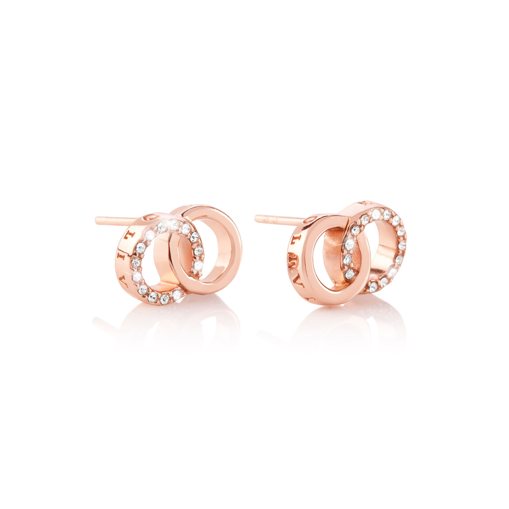 Bejeweled Classics Rose Gold Interlink Stud Earrings