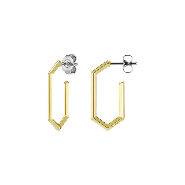 Ever Stacked Honeycomb Gold Plated Hoop Earrings