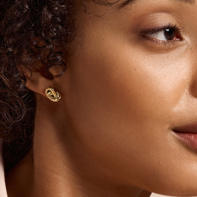 Lover's Knot Gold Plated Stud Earrings
