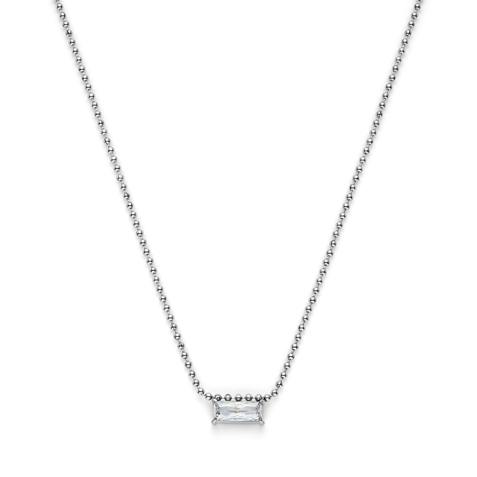 Baguette Crystal Silver Tone Necklace