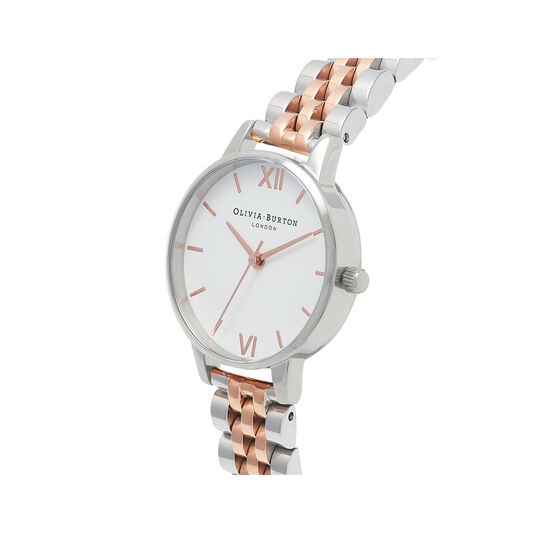 Midi Dial White Dial Rg & Silver Bracelet Watch