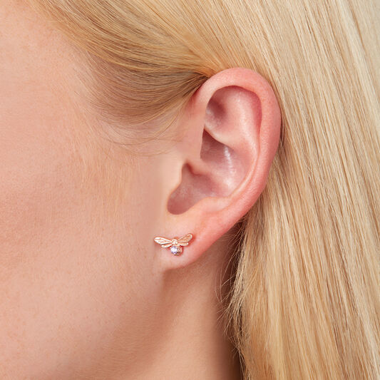 Celebration Stones Celebration Bee Studs Rose Gold & Amethyst (February)