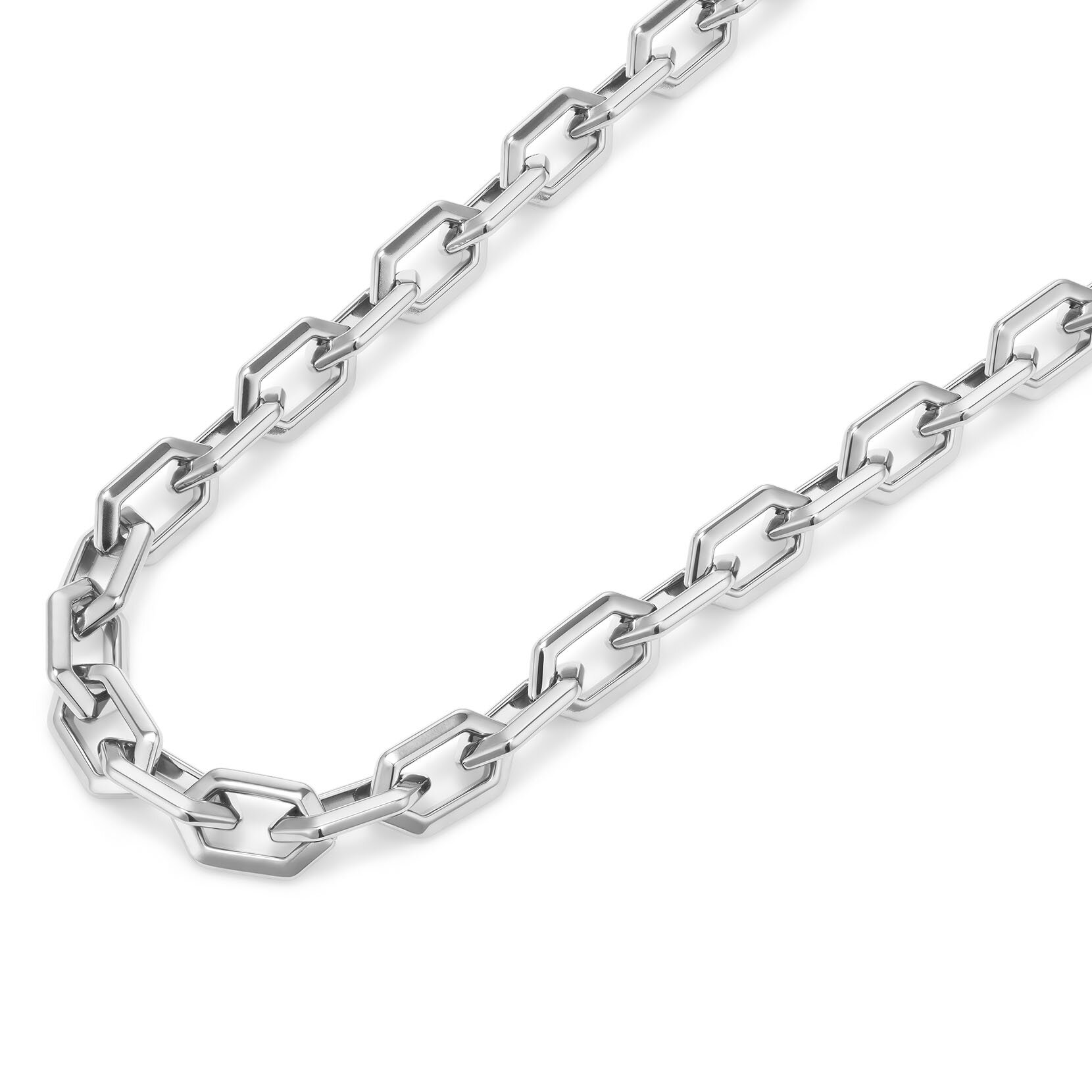 Honeycomb Geo Silver Tone Chain Link Necklace