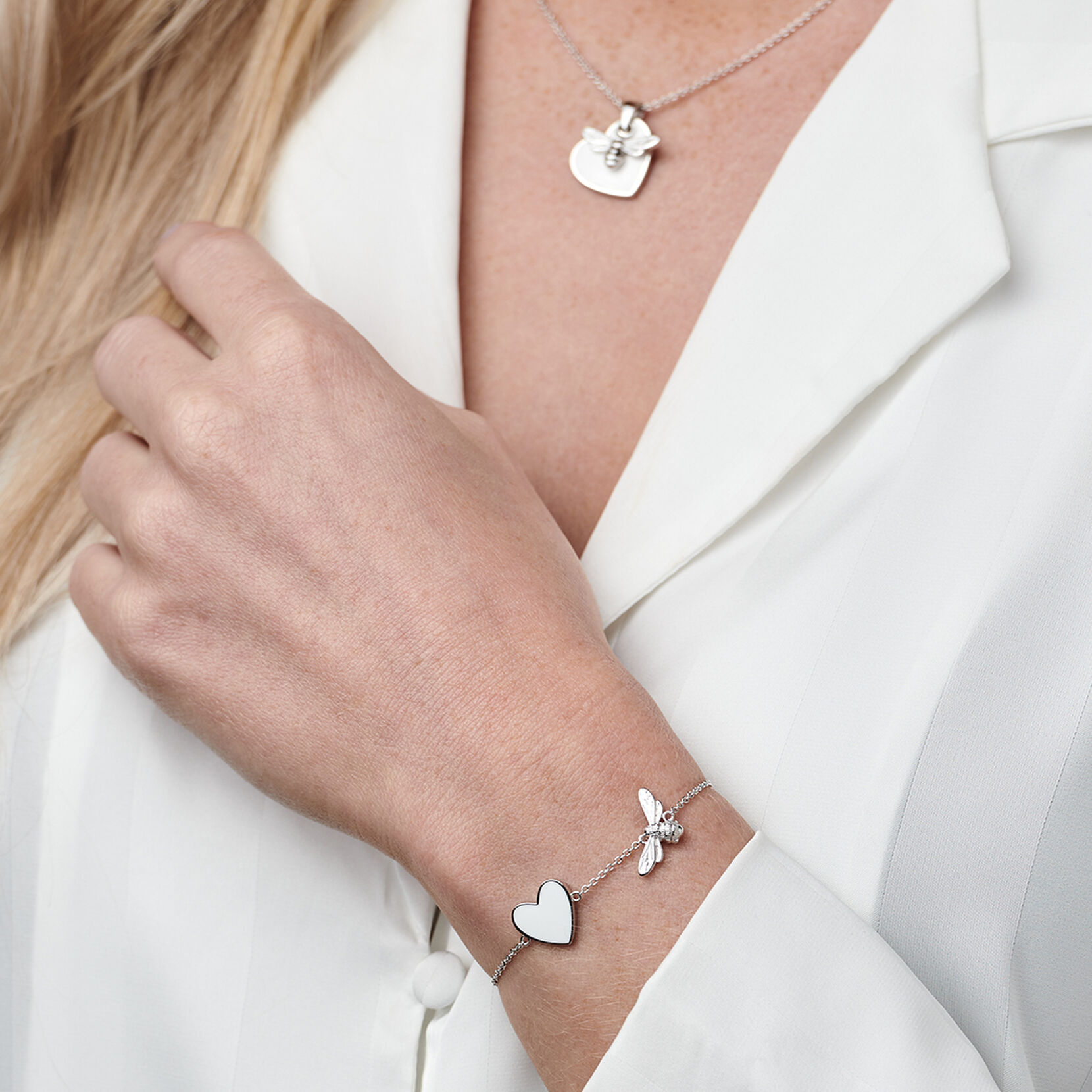 Silver Heart & Bee Bracelet