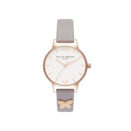 Embellished Strap Butterfly, Grey Lilac & Rose Gold