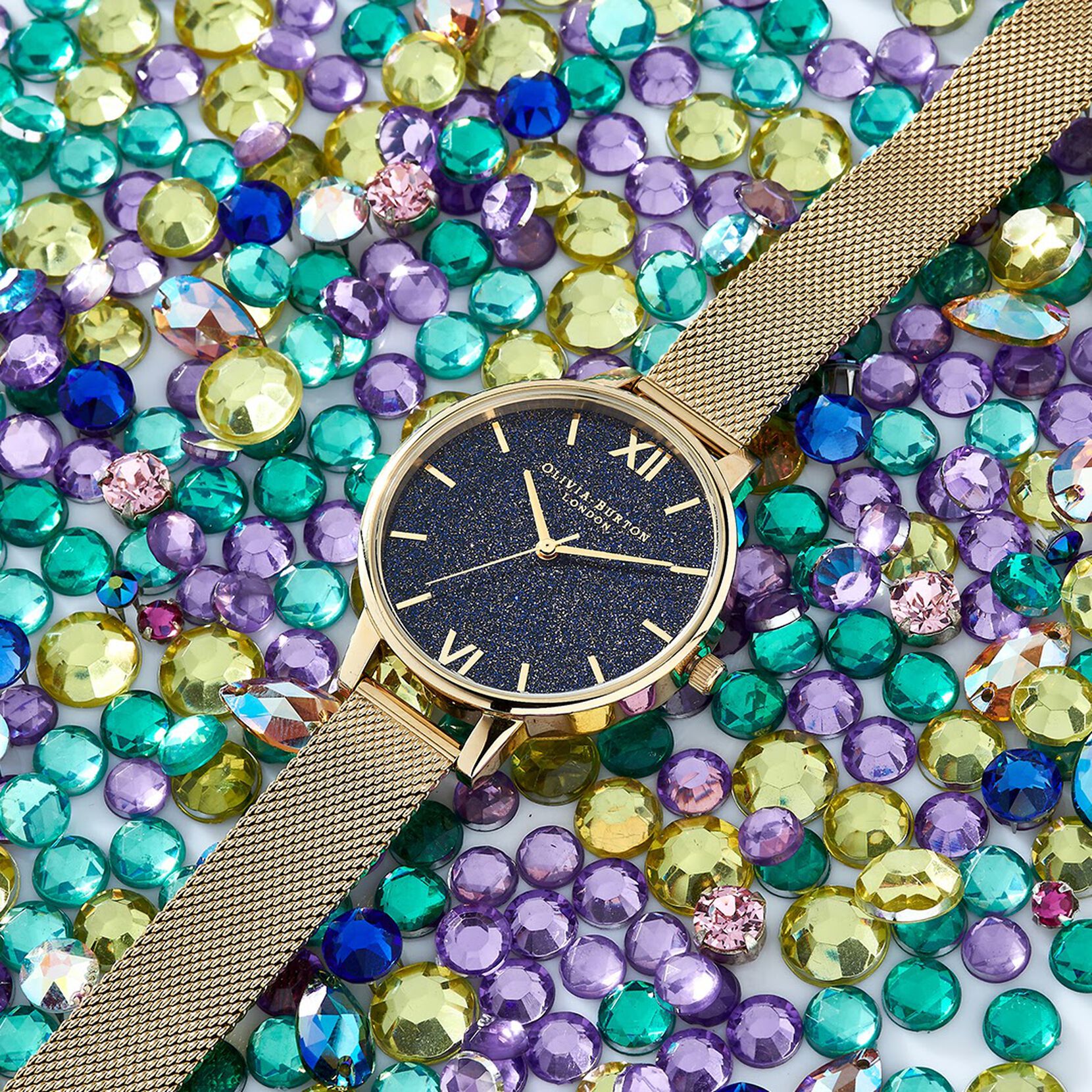 34mm Navy & Gold Mesh Watch