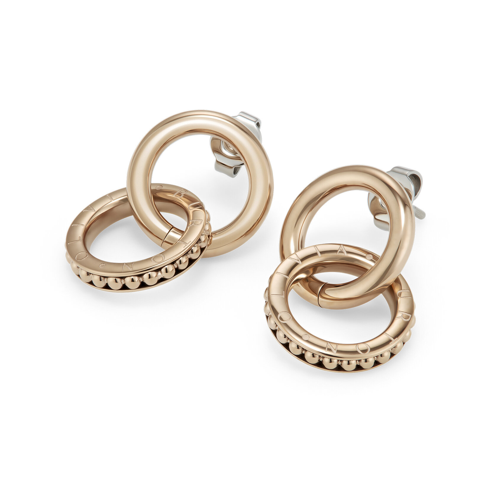 Amity Interlock Rose Gold Plated Stud Earrings