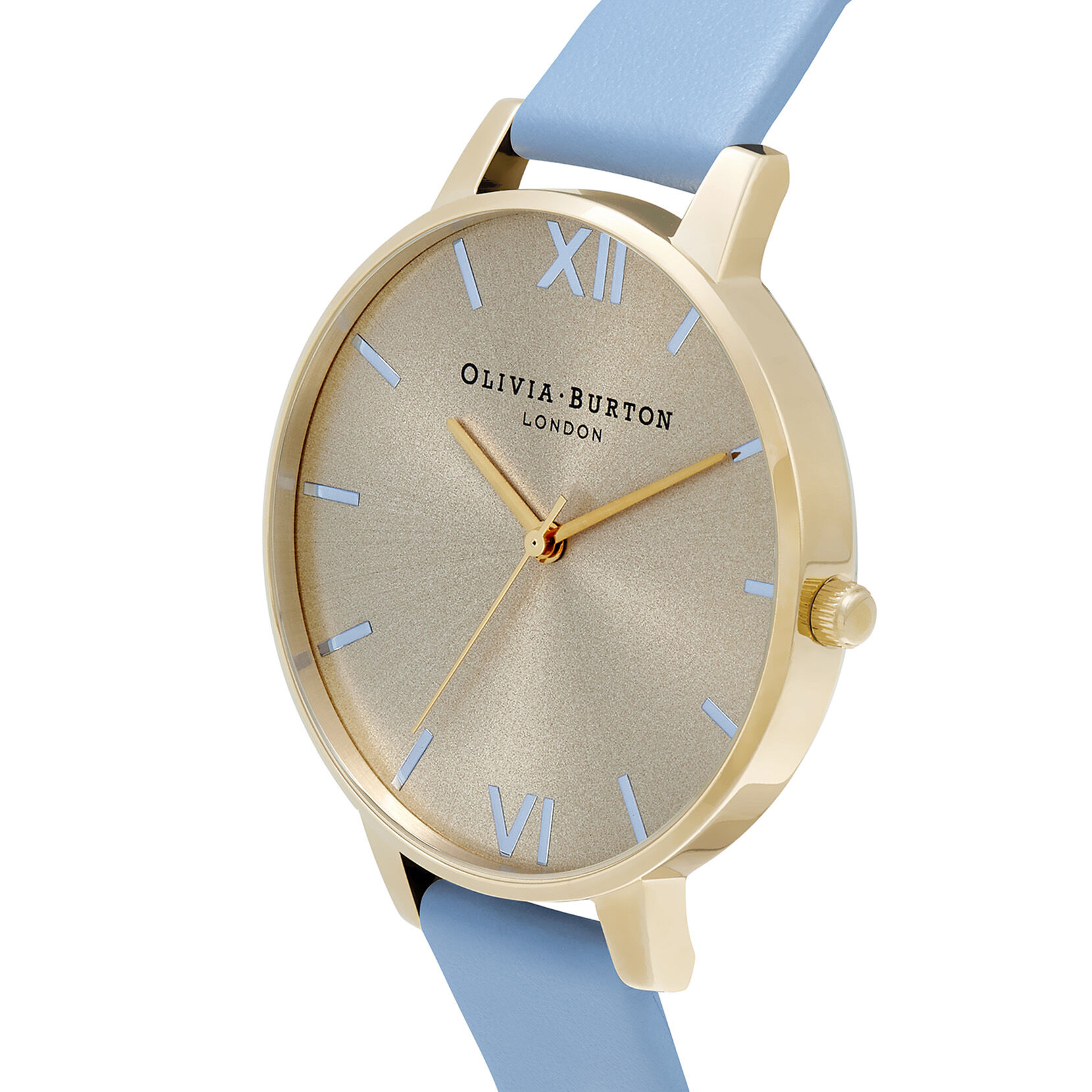 The England  38mm Gold & Blue Leather Strap Watch