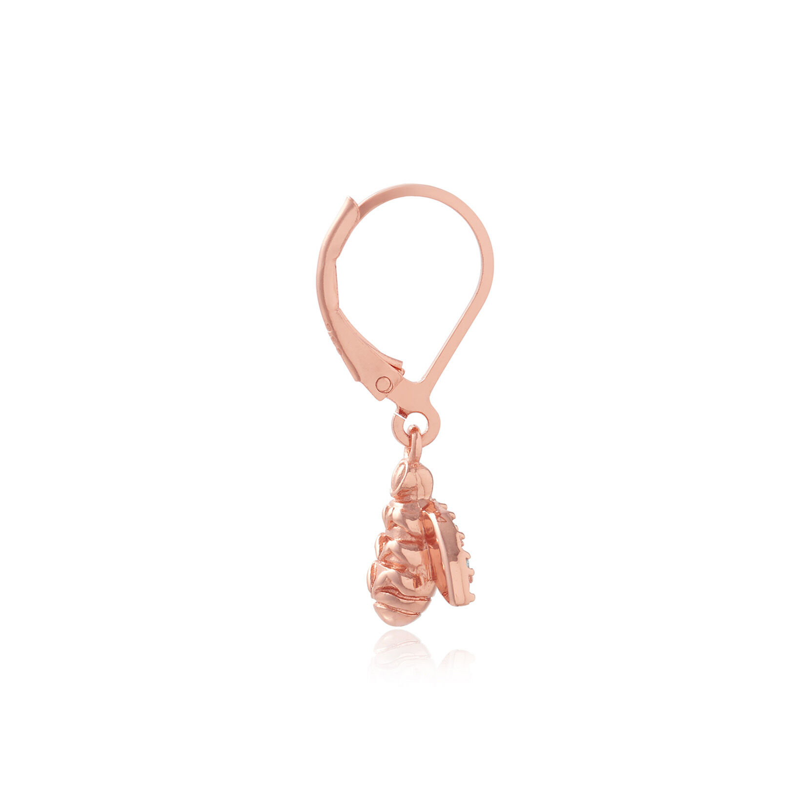 Rainbow Bee Rose Gold Bee Lever Back Hoops