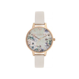 Watercolor Florals Demi Dial Watch with Nude Mother-Of-Pearl