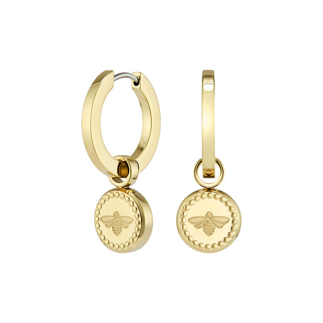 Bee Charm Gold Plated Hoop Earrings
