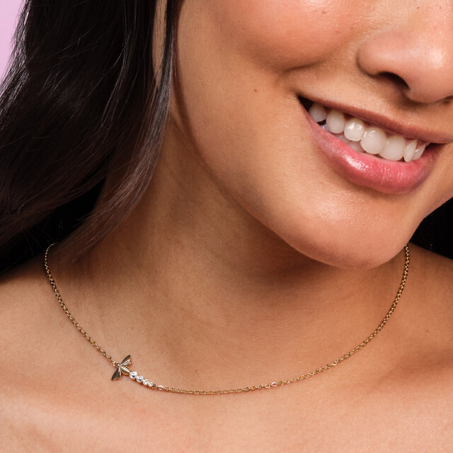 Ever Stacked Bee Rose Gold Plated Stacking Necklace