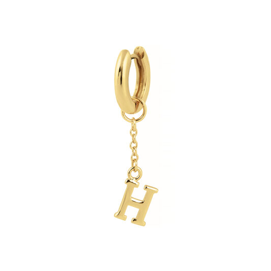 H Alphabet Huggie Charm Gold