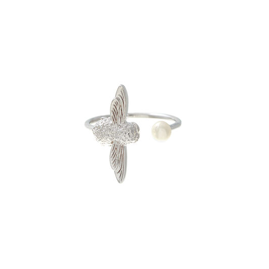 Pearl Bee Ring Silver