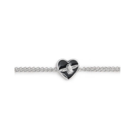 Love Bug Chain Bracelet Black & Silver