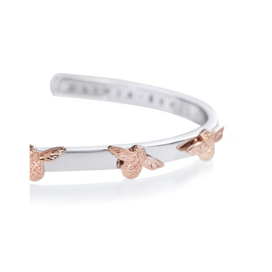 3D Bee Bangle Silver & Rose Gold