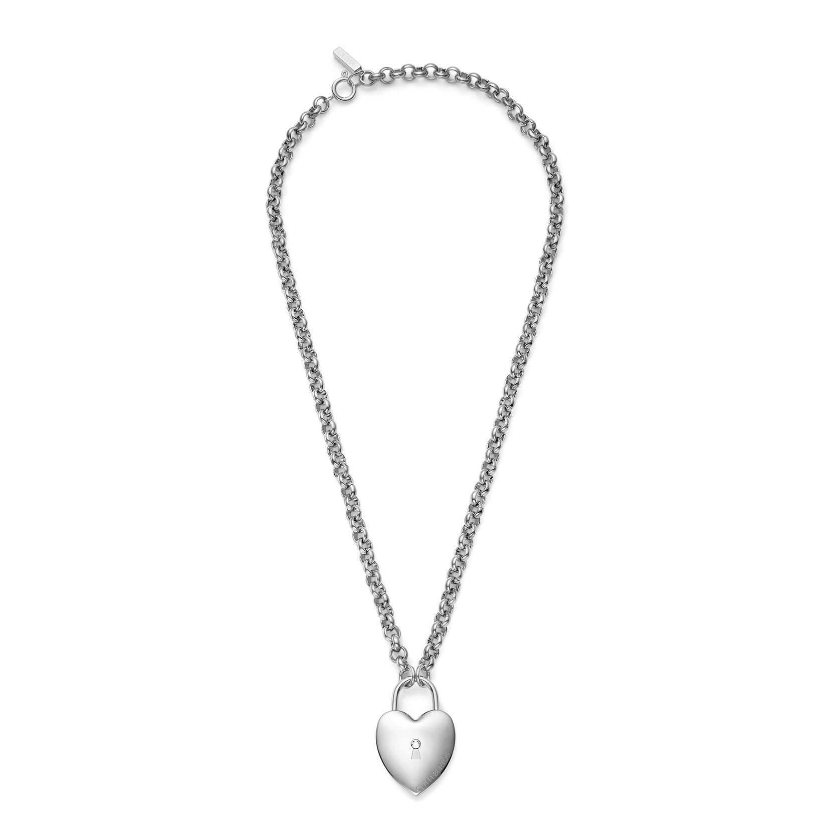 Locked Heart Silver Tone Pendant Necklace