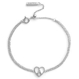 'A' Heart Initial Chain Bracelet Silver