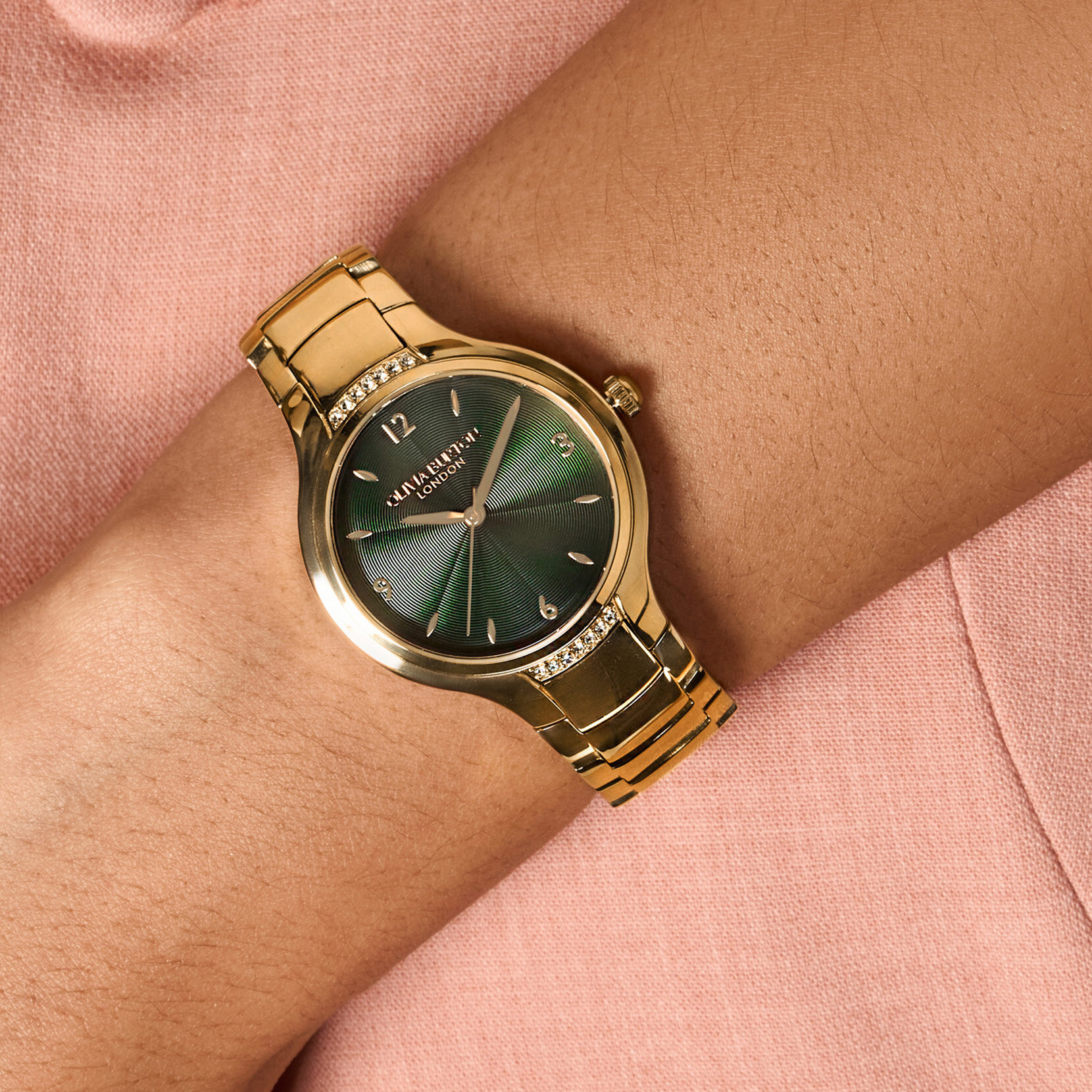 34mm Lea Forest Green & Gold Bracelet Watch