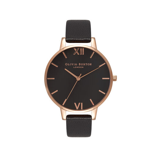 Big Dial Black And Rose Gold Watch