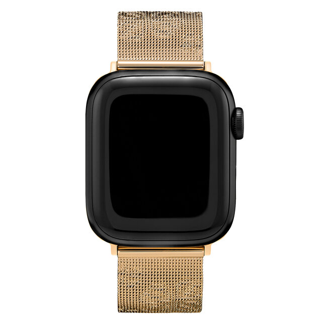 Gold with Floral Debossed Detail Mesh Strap