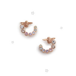 Rainbow Bee Swirl Hoop Earrings Rose Gold