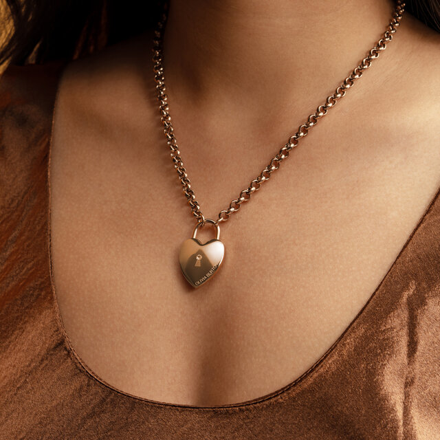 Locked Heart Rose Gold Plated Pendant Necklace
