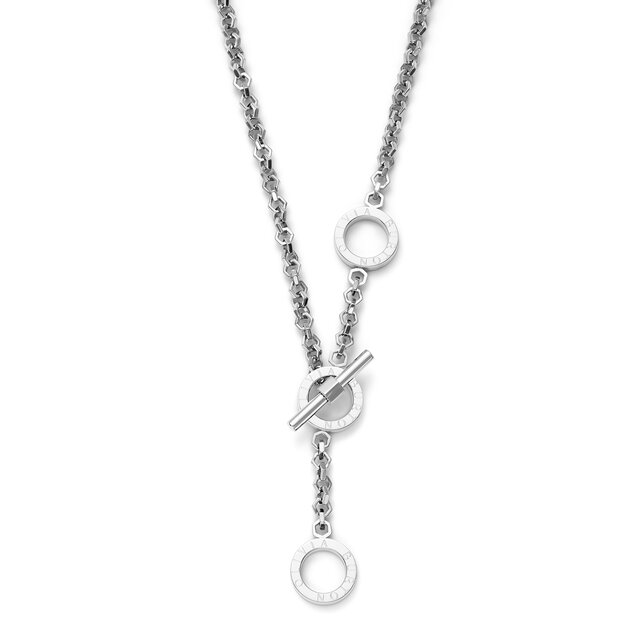 Honeycomb Toggle Silver Tone Necklace