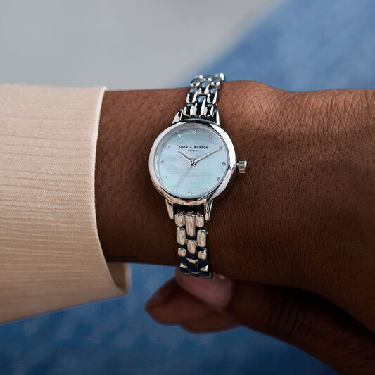 23mm Blue & Silver Bracelet Watch