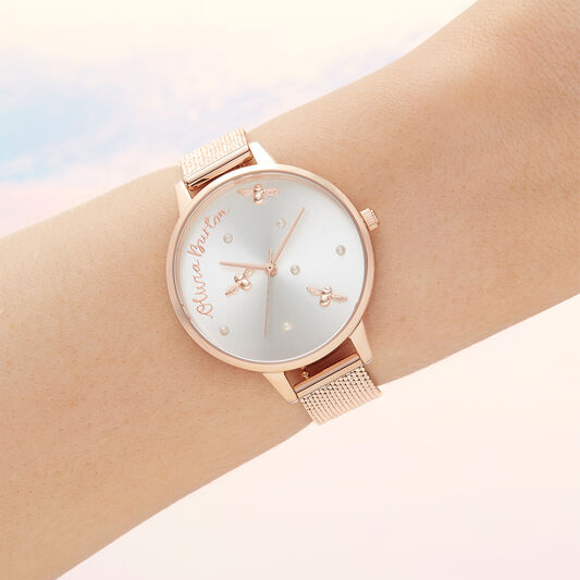 Pearly Queen Pearl Detail Rose Gold Mesh