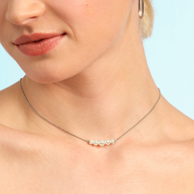 Pearls & Beads Silver Tone Necklace