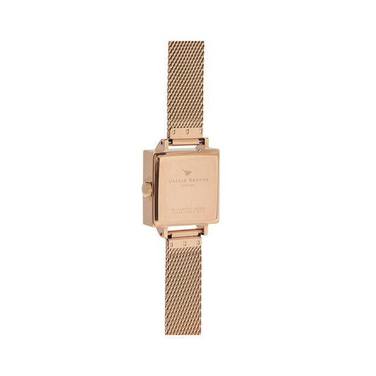 Square Dial 3D Bee Midnight & Rose Gold Mesh Watch