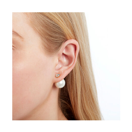 Under The Sea White Pearl Back Earrings Gold