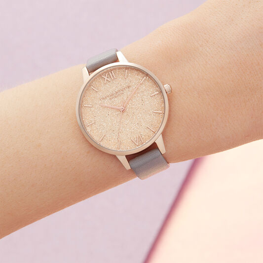 Glitter Dial Gray Lilac & Pale Rose Gold
