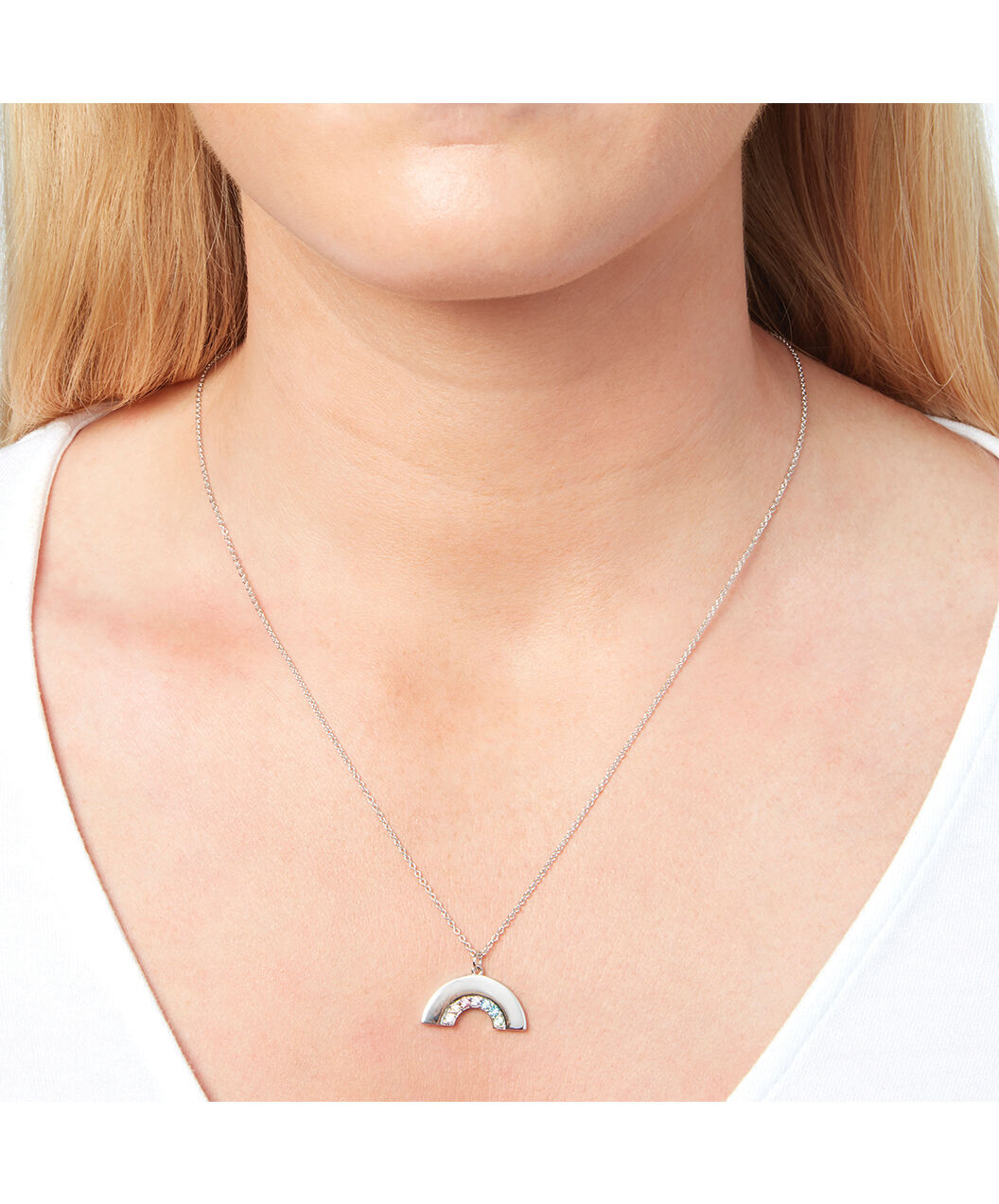 Rainbow Silver Rainbow Necklace Olivia Burton London
