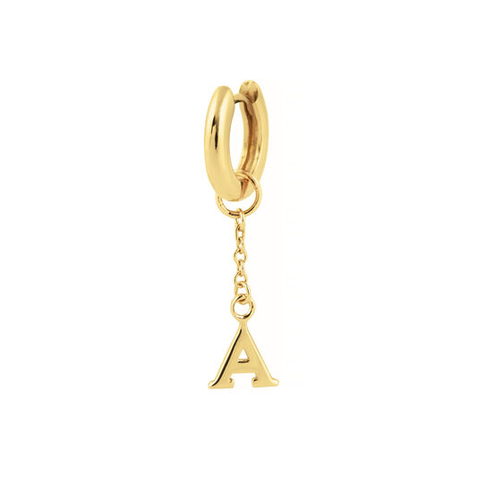 A Alphabet Huggie Charm Gold