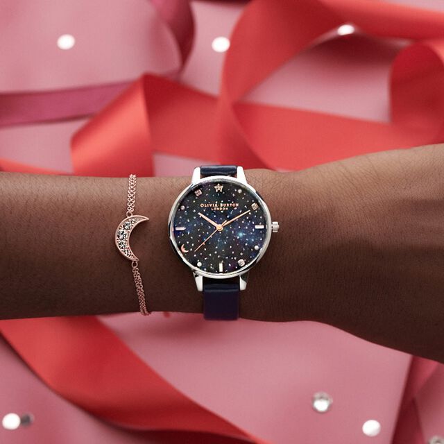 Celestial Galaxy Demi Dial Navy & Silver Watch