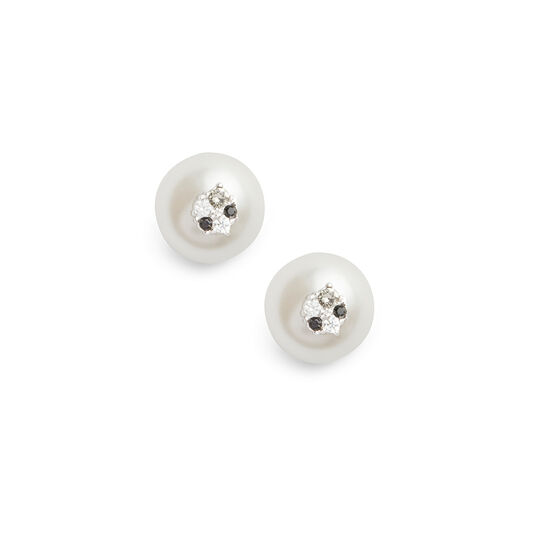 Under The Sea White Pearl Back Earrings Silver