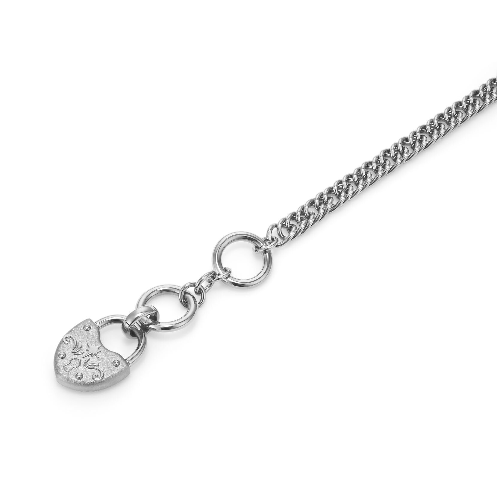 Lock Heart Silver Tone Toggle Bracelet