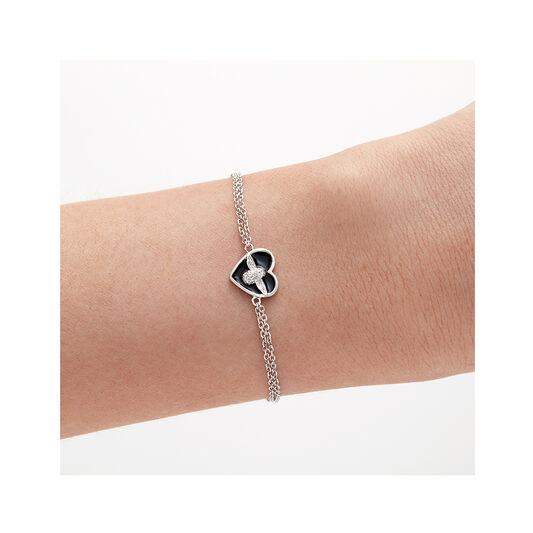 Love Bug Chain Bracelet Black & Silver