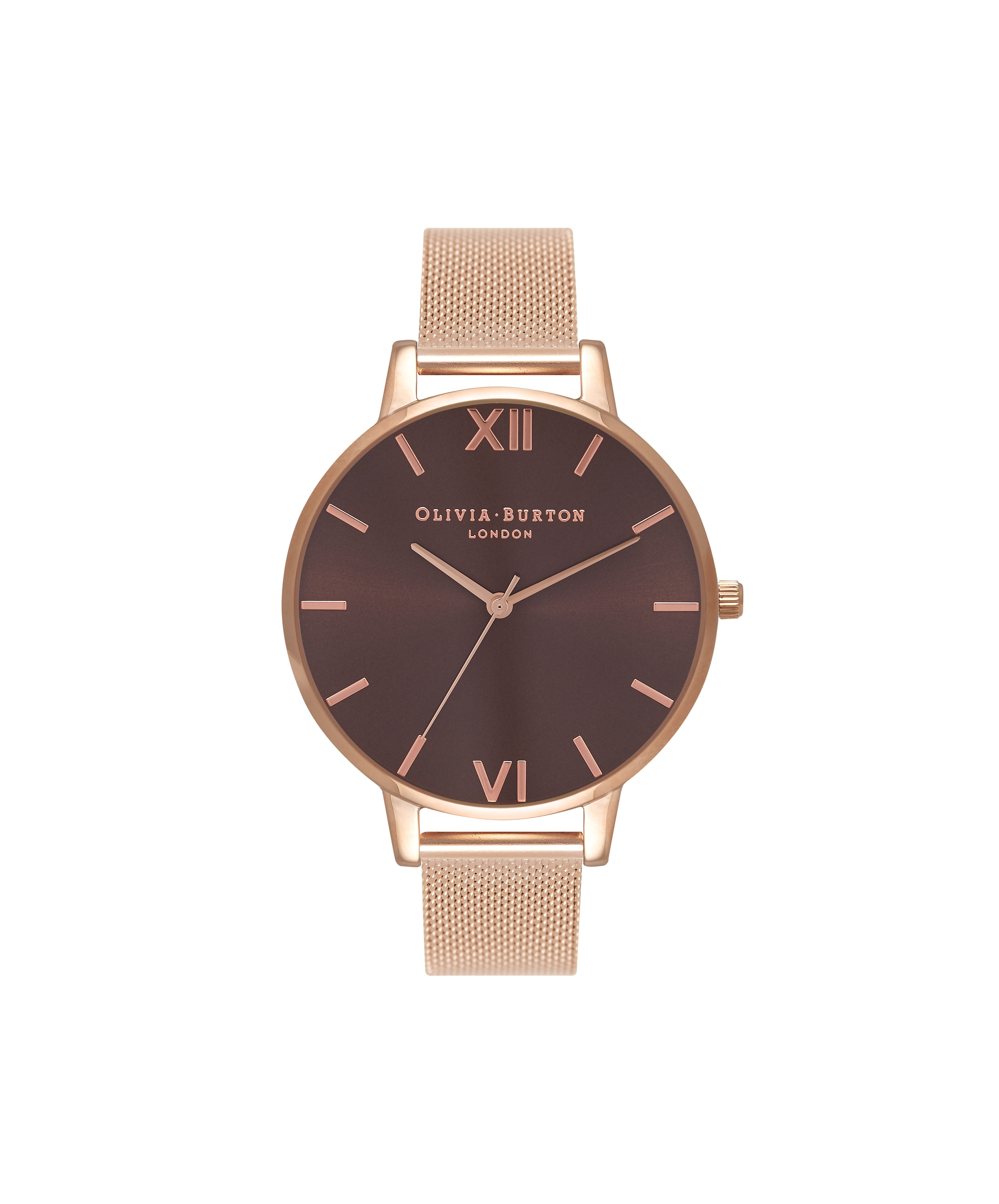 Big Dial Rose Gold Mesh Watch