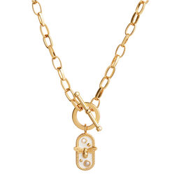 Lucky Bee White Enamel Bee Chain Necklace Gold