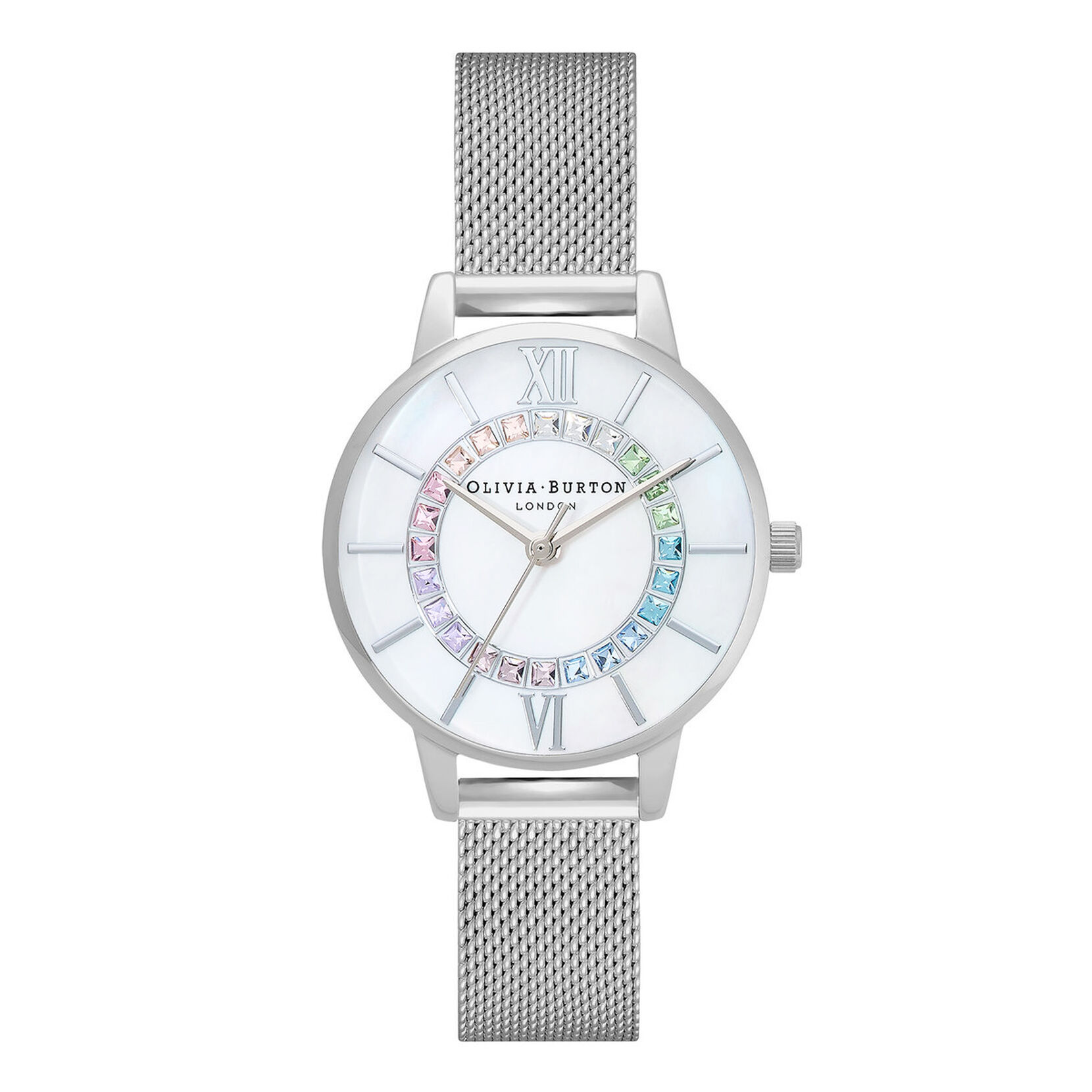 Wonderland 30mm White & Silver Mesh Watch