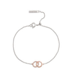 Bejewelled Interlink Chain Bracelet Rose Gold & Silver