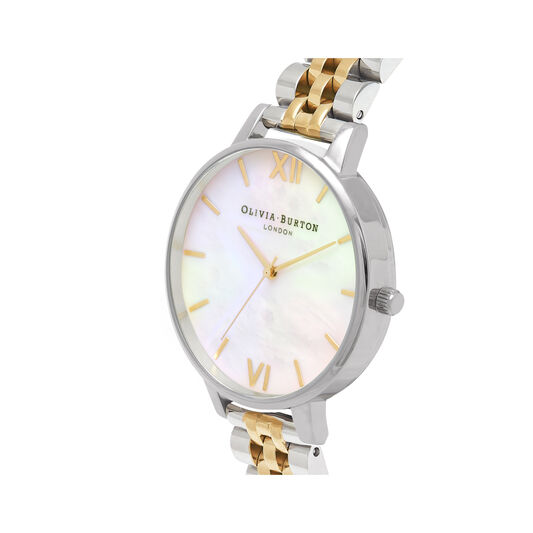 Mother of Pearl White Bracelet, Gold & Silver