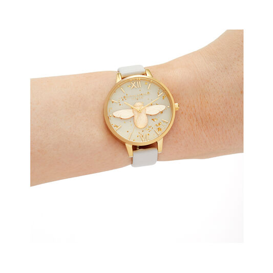 Celestial 3D Bee, Pearl Pink & Gold