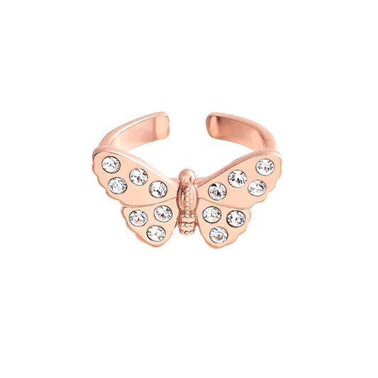 3D Sparkle Butterfly Rose Gold Ring 