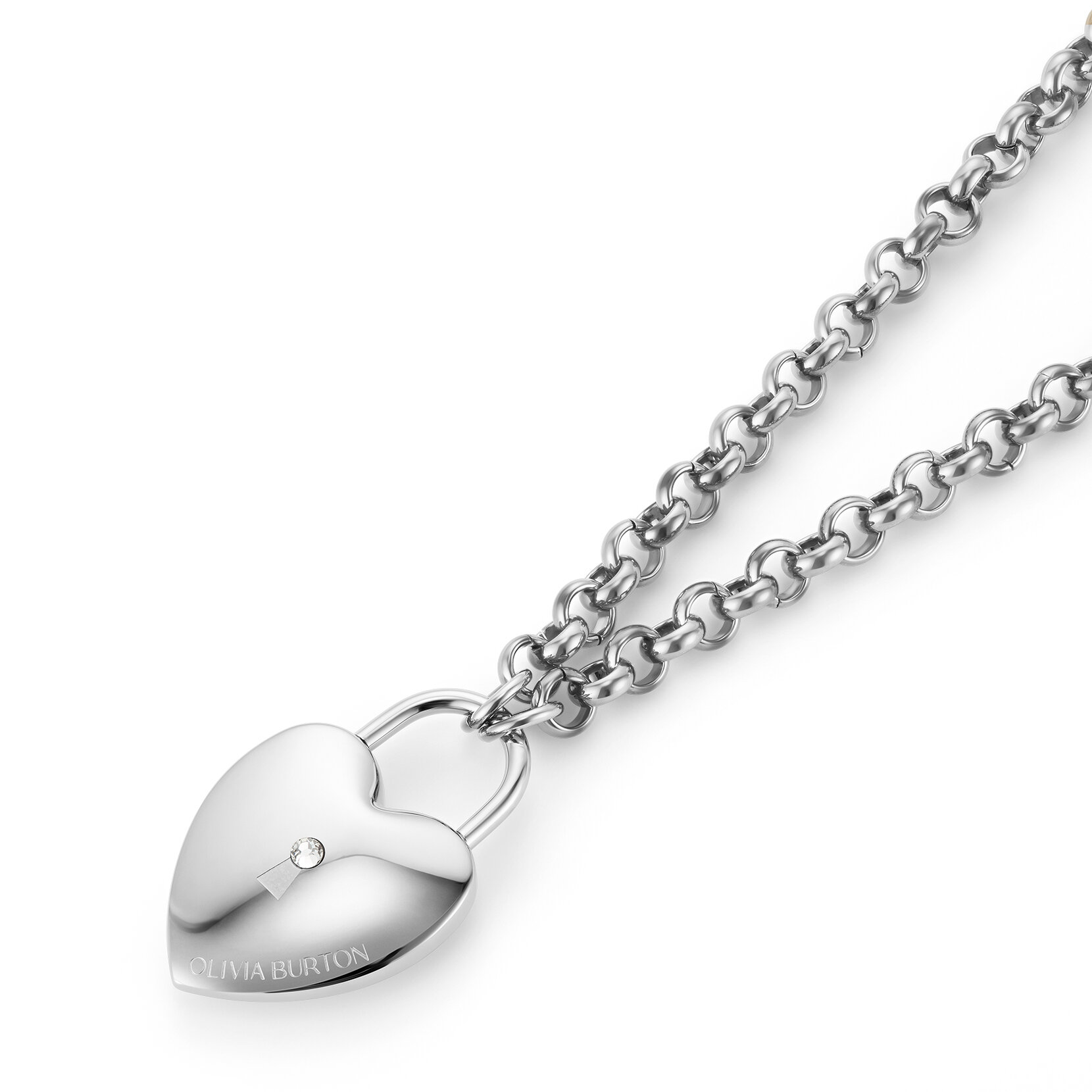 Locked Heart Silver Tone Pendant Necklace