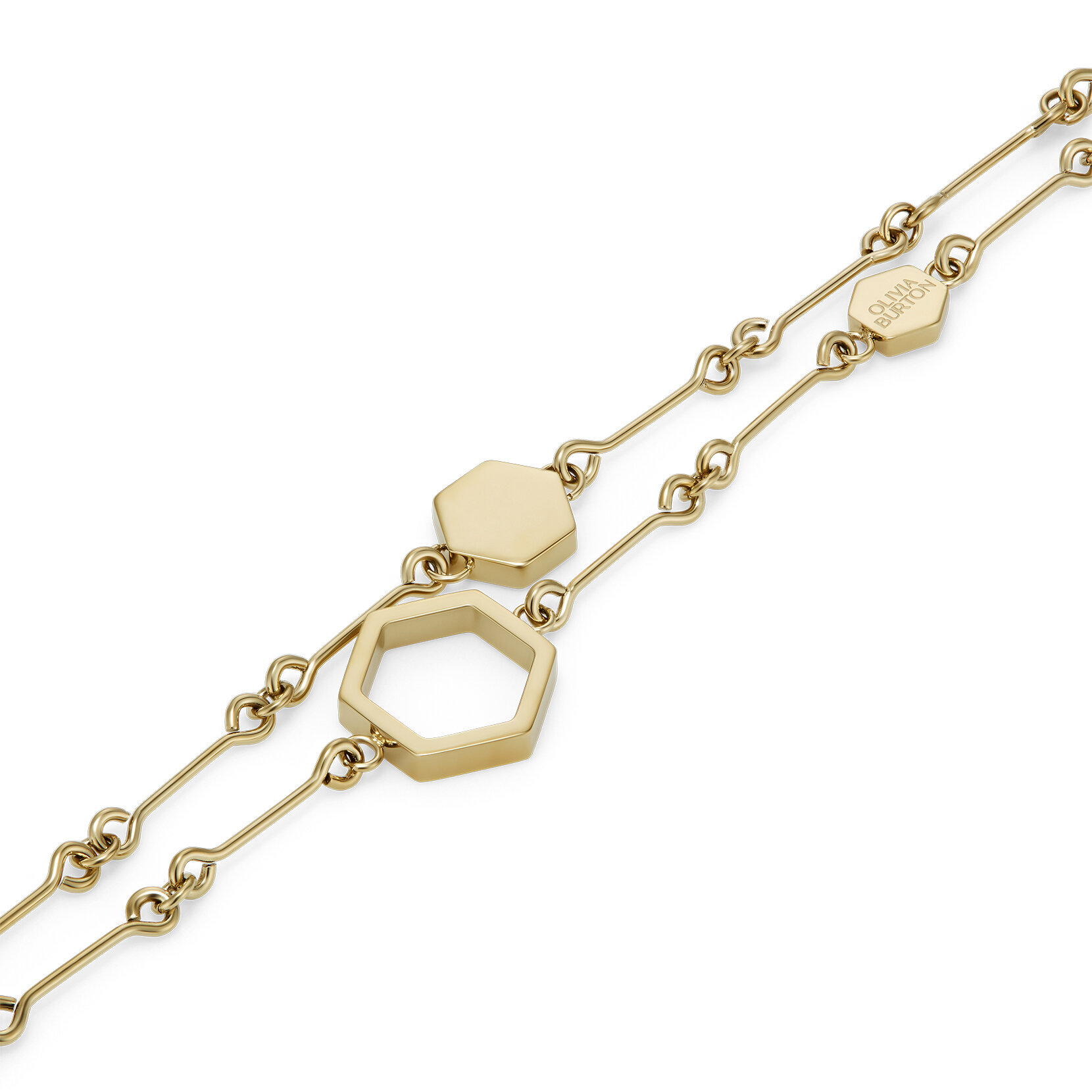 Honeycomb Gold Plated Double Chain Bracelet